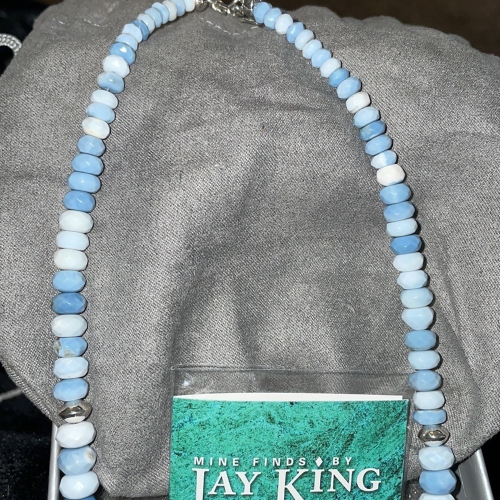 Blue Opal Bead with sterling silver accents Necklace by Jay King - Picture 10 of 13